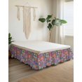 thumbnail image 2 of Colorful Abstract Floral Ruffle Bed Skirt King Size Countryside Flower Plaid Ethnic Adjustable Elastic Dust Bed Skirts Wrap Around Bedskirt Wrinkle Free Easy Fit with 18 Inch Drop, 2 of 8