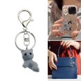 thumbnail image 2 of Cat Shaped Keyring Cartoon Animal Bag Pendant Flocking Keychain Soft Phone Charm Women Girls Backpack Key Decoration White, 2 of 4