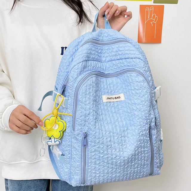 Mochila informal para estudiantes, mochilas escolares de estilo japonés con colgante de flores (azul) Sywqhk Para Estrenar