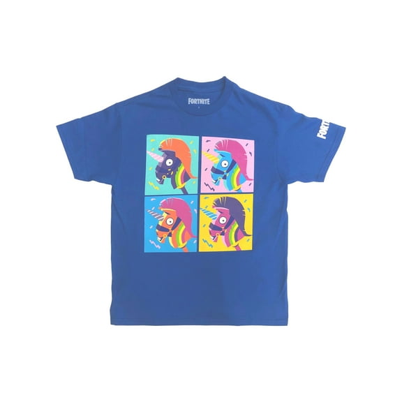 Fortnite Boys Short Sleeve Blue Rainbow Smash Pickaxe Gamer T-Shirt Tee L(10-12)