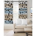 thumbnail image 3 of Blackout Curtains for Bedroom, Blue Dog Paw Print Room Darkening Window Drapes for Living Room, Vintage Farmhouse Rustic Wooden Grain Thermal Insulated Grommet Curtains, 52x90 inch, 2 Panels, 3 of 9
