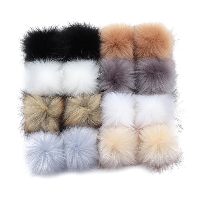 1 juego de pompones de piel sintética para hacer tú mismo, para sombreros, zapatos, bufandas, bolsos y adornos. 16 piezas 8cm