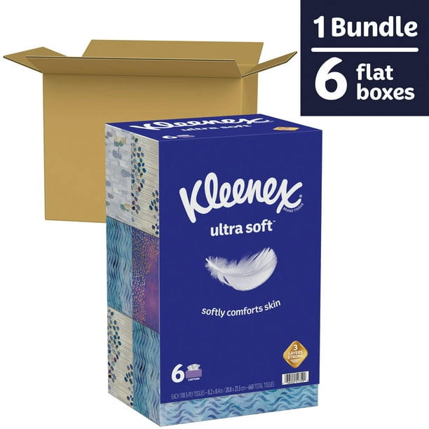 Kleenex Ultra Soft Facial Tissues, 6 Flat Boxes (660 Tissues) Walmart.com