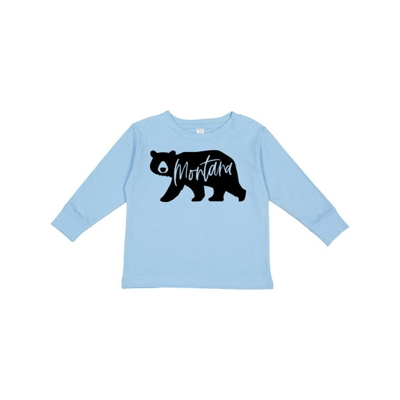 Inktastic Montana Black Bear Silhouette Boys or Girls Long Sleeve Toddler T-Shirt