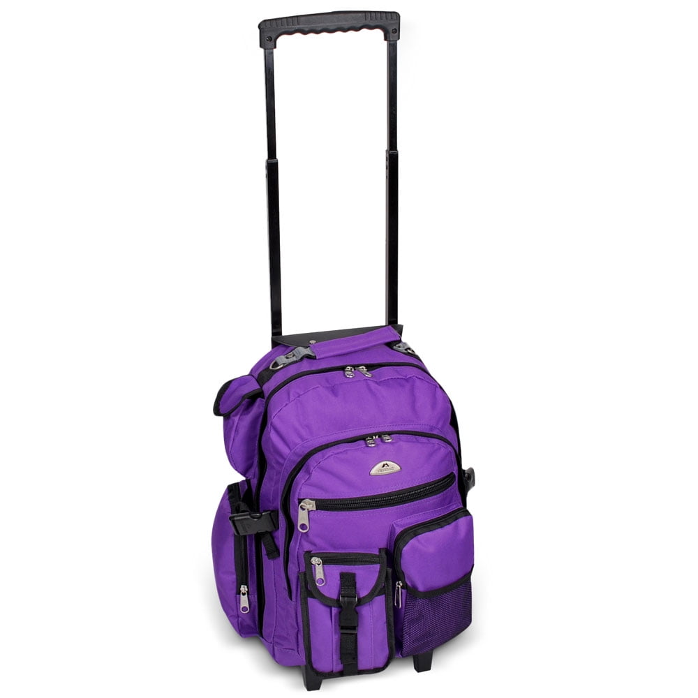purple rolling backpack