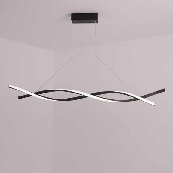 46W Spiral Linear LED Ceiling Light Chandelier Pendant Lamp Flush Mount Light Black Modern for Kitchens