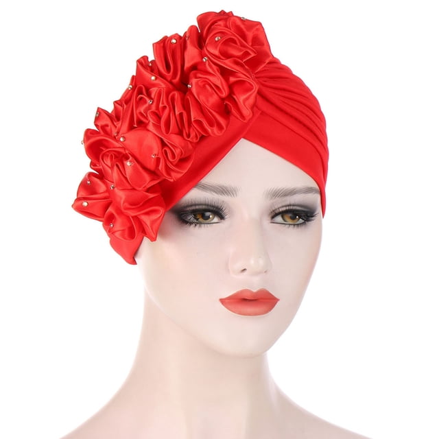 Jusqu'à 10$ Casquettes de Baseball Rouges Femmes Chapeau de Perles Indien Musulman Chapeau de Chimiothérapie Bonnet Enveloppant