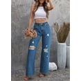 thumbnail image 3 of Chase Secret Women's Ripped Jeans High Waisted Wide Leg Jeans Destroyed Flare Jeans, 3 of 6
