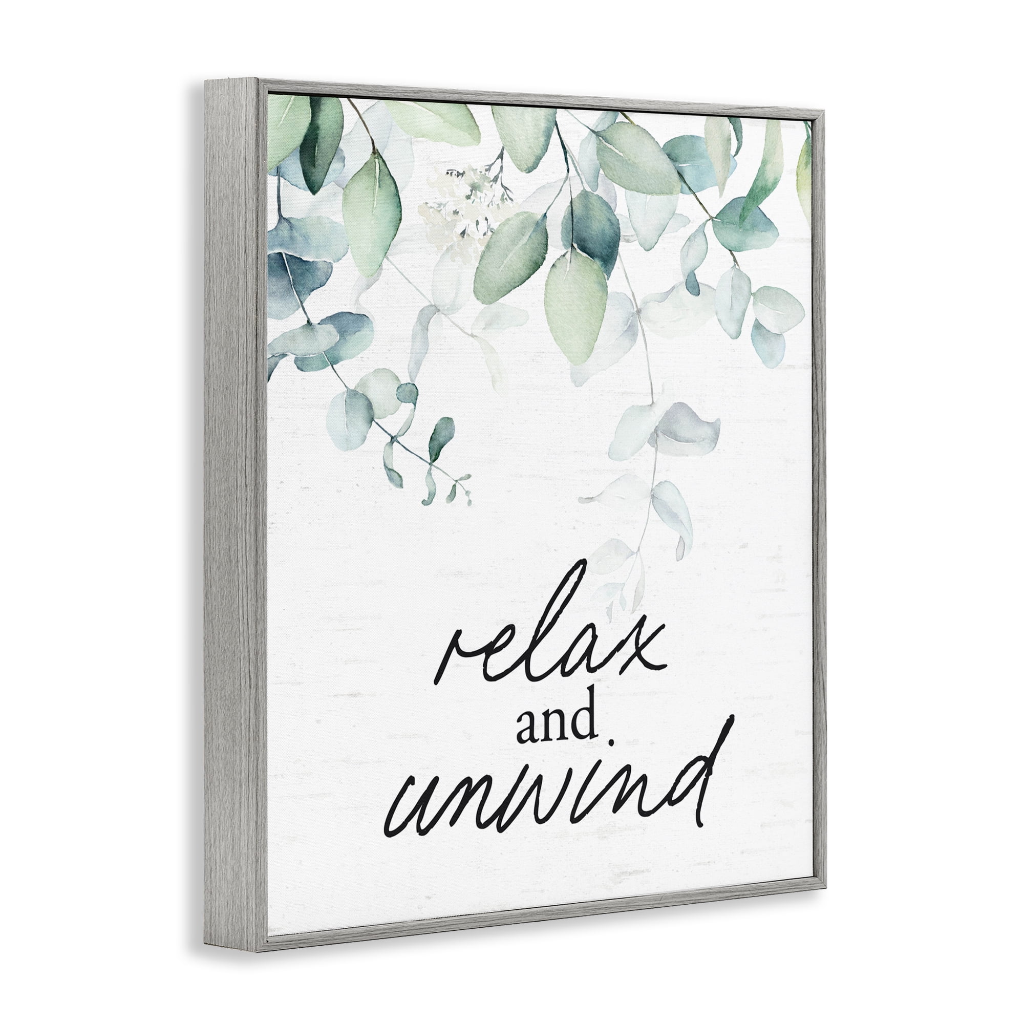 Relax And Unwind Herb Leaves Gray Framed Giclee Art, design by Lettered and Lined