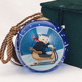 thumbnail image 2 of Handmade Inside-Painted Glass Ornament with Premium Gift Box - Blue-Ski Cat Design, 2 of 6