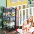 thumbnail image 3 of X-COSRACK 3-Tier Rolling Baby Diaper Organizer Cart, Metal Nursery Utility Cart with Wheels & Removable Dividers, Multi-Purpose Storage for Bathroom & Kitchen, 3 of 9