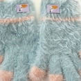 thumbnail image 5 of NAISIBABY Kids Winter Knitted Gloves, Warm Fluffy Soft Stretchy Boys Girls Snow School Mittens Blue Free Size, 5 of 6