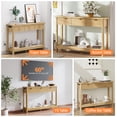 thumbnail image 3 of Pusnapku 47" Console Table, Fluted Wood Foyer Table with Charging Station, Narrow Couch Desk with Storage Shelf and 3 Drawers for Living Room, Hallway, 3 of 9