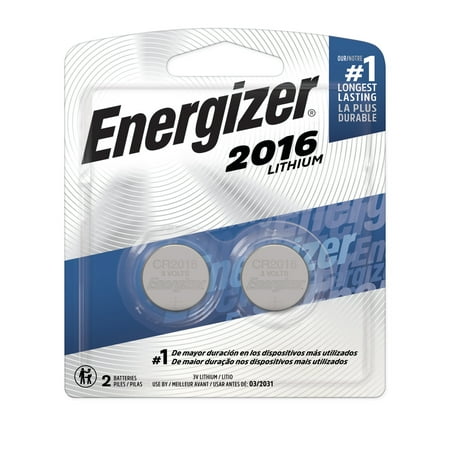 Energizer 2016 Batteries (2 Pack), 3V Lithium Coin Batteries