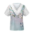thumbnail image 2 of AUNVITO Women's Fashion V-Neck Short Sleeve Top with Digital Lace Random Print Casual and Trendy Style, 2 of 5