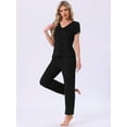 thumbnail image 3 of DARING DIVA Pajamas V Neck Top Drawstring Pants Sleepwear Lounge Sets S Black, 3 of 7