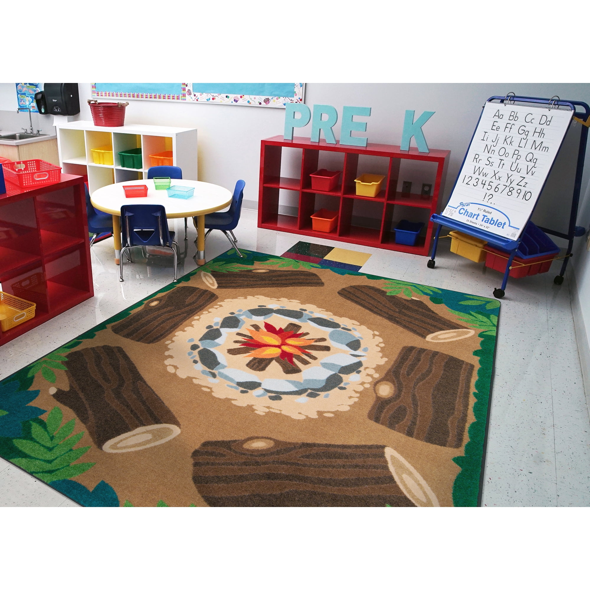 Joy Carpets Campfire Fun 5'4" Round Indoor Area Rug in Color Multi