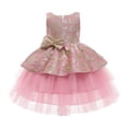 thumbnail image 2 of ATOGUTA Toddler Girls Dresses Net Yarn Embroidery Bowknot Birthday Party Gown Kids Cute Dresses Hot Pink, Sizes 0-6, 2 of 4