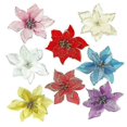 thumbnail image 3 of 10 flores grandes de Pascua con purpurina Yuxing para colgar en el árbol de Navidad 15 x 15 cm color rojo, 3 of 3