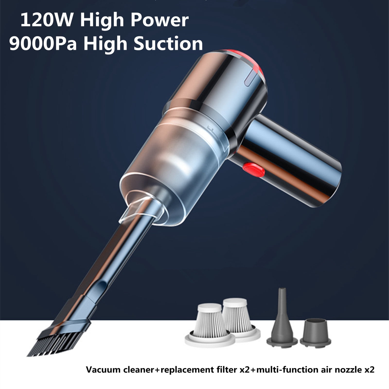 Car Vacuum Cleaner,Portable Handheld Wireless Car Vacuum Cleaner Household Compact & Large Suction Vacuum Cleaner with Rear Function,Black