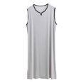 thumbnail image 3 of JTieacloth Comfy Nightwear Mens Nightgown Night Shirt For Sleeping Short Sleeve Nightgown Big And Tall Loose Kaftan Sleepwear Gray, 3 of 5