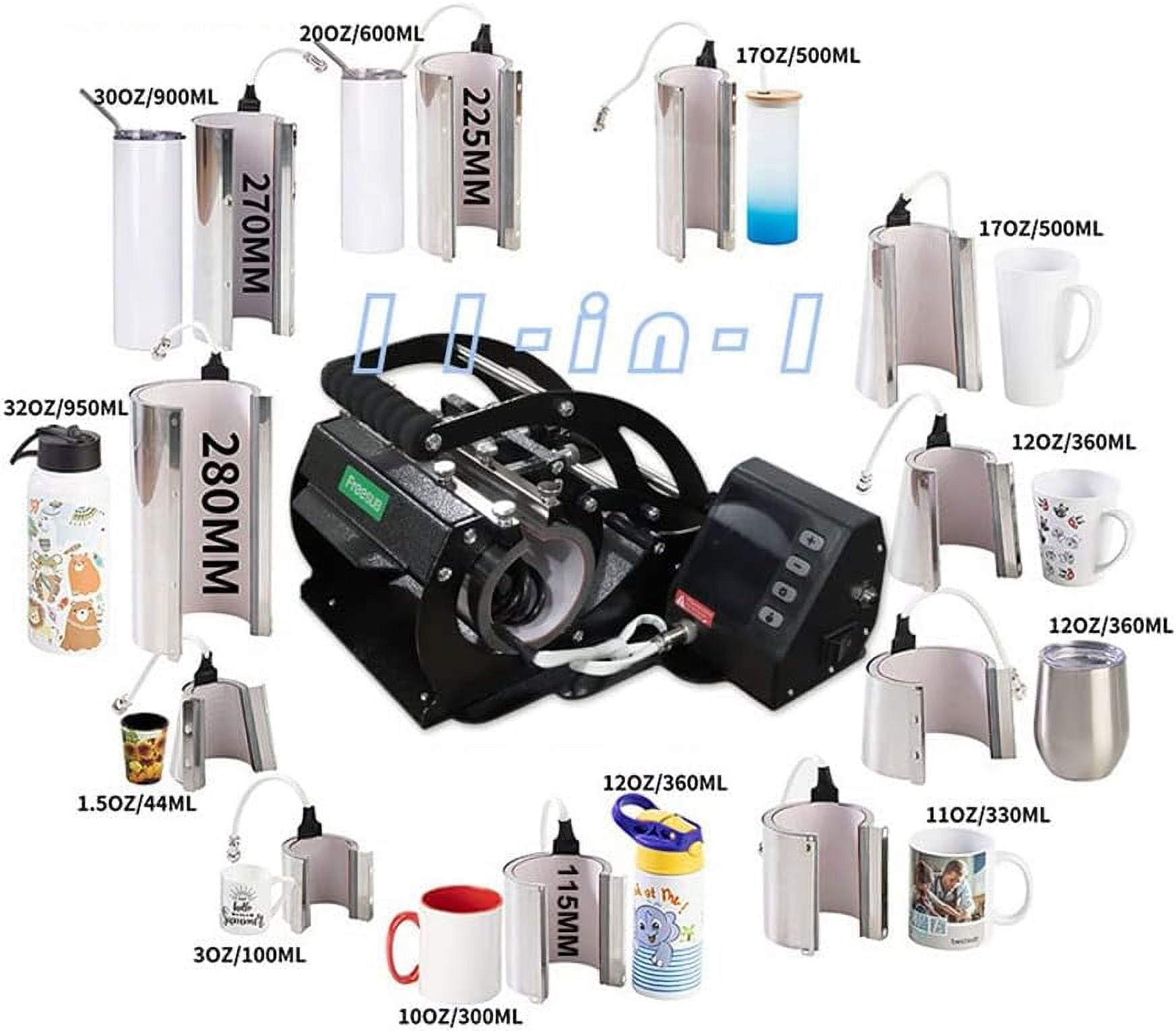 EQCOTWEA 11in1 Mug Heat Press Tumbler LCD Cup Heat Transfer Sublimation DIY