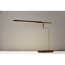 Walnut Wood Finish And Antique Brass Metal Adjustable Led Desk Lamp With Usb Port Walnut Wood Finish And Antique Brass Metal Adjustable Led Desk Lamp With Usb Port