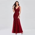 thumbnail image 3 of Vestido de noche con escote en V, tul bordado con lentejuelas, vestido de fiesta de sirena sexy, vestido formal para mujer, 3 of 6