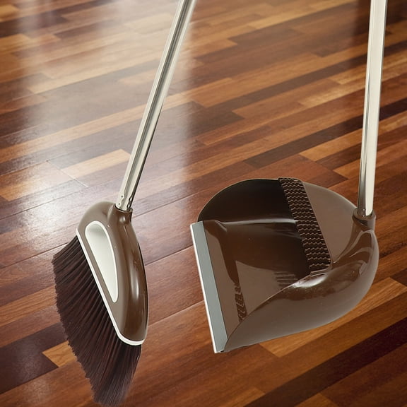 PENIKOKO Upgraded Nonstick Broom and Dustpan Set with Scraper for Pet Hair Removal and Effortless Home Cleaning