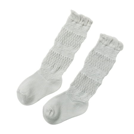 

JunDanmall 1 Pair 0-3 Years Baby Socks Hollow Out Ruffled Opening Summer Autumn Solid Color Long Tube Floor Socks for Home