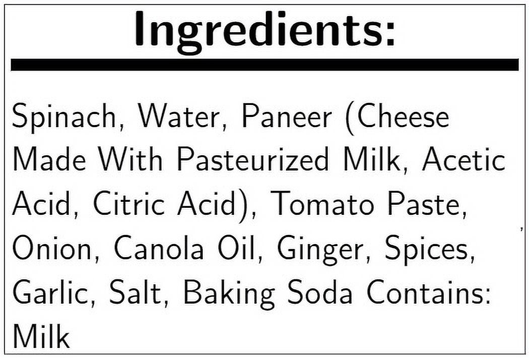 Monsoon Palak Paneer, 4 Pound -- 2 per Case.