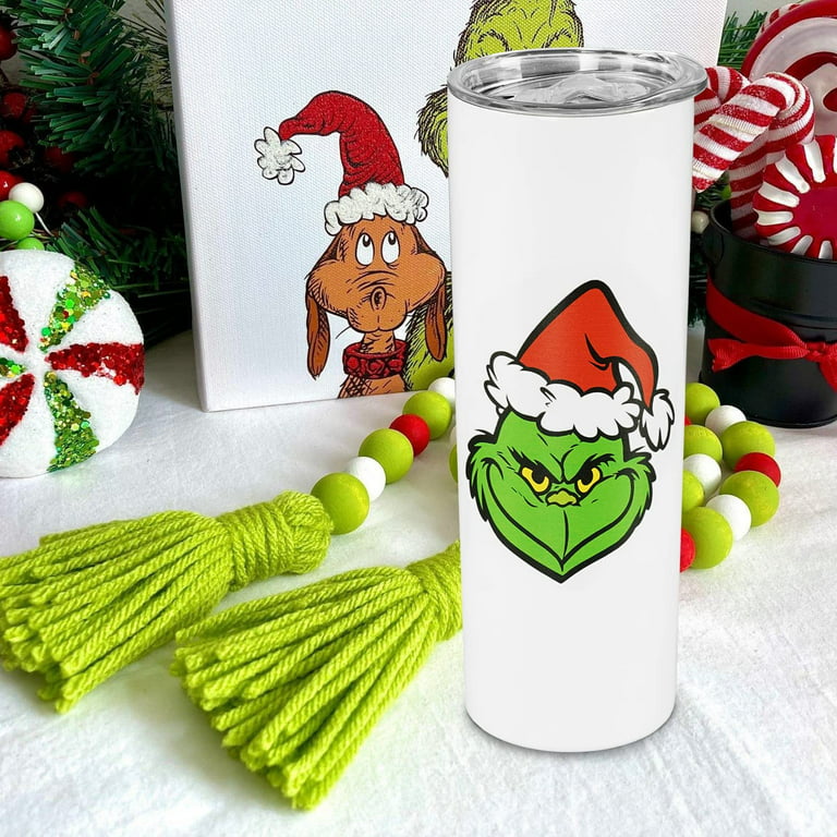 Custom Tumbler with Lid and Straw The Grinch Christmas Silve