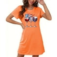 thumbnail image 2 of Women's Nightgowns New Independence Day Nightgown for Women Short Sleeve Graphic Printed Sleep Shirt Round Neck Nightdress 2025 Orange XXL, 2 of 5