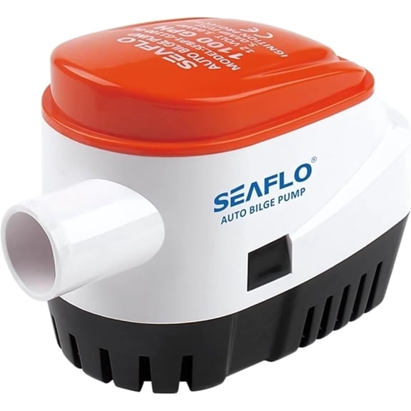 SEAFLO Automatic Submersible Bilge Pump, 1100 GPH, 12V DC, Built-In Float Switch, 1-1/8-Inch Outlet, 06 Series, 4-Year Warranty