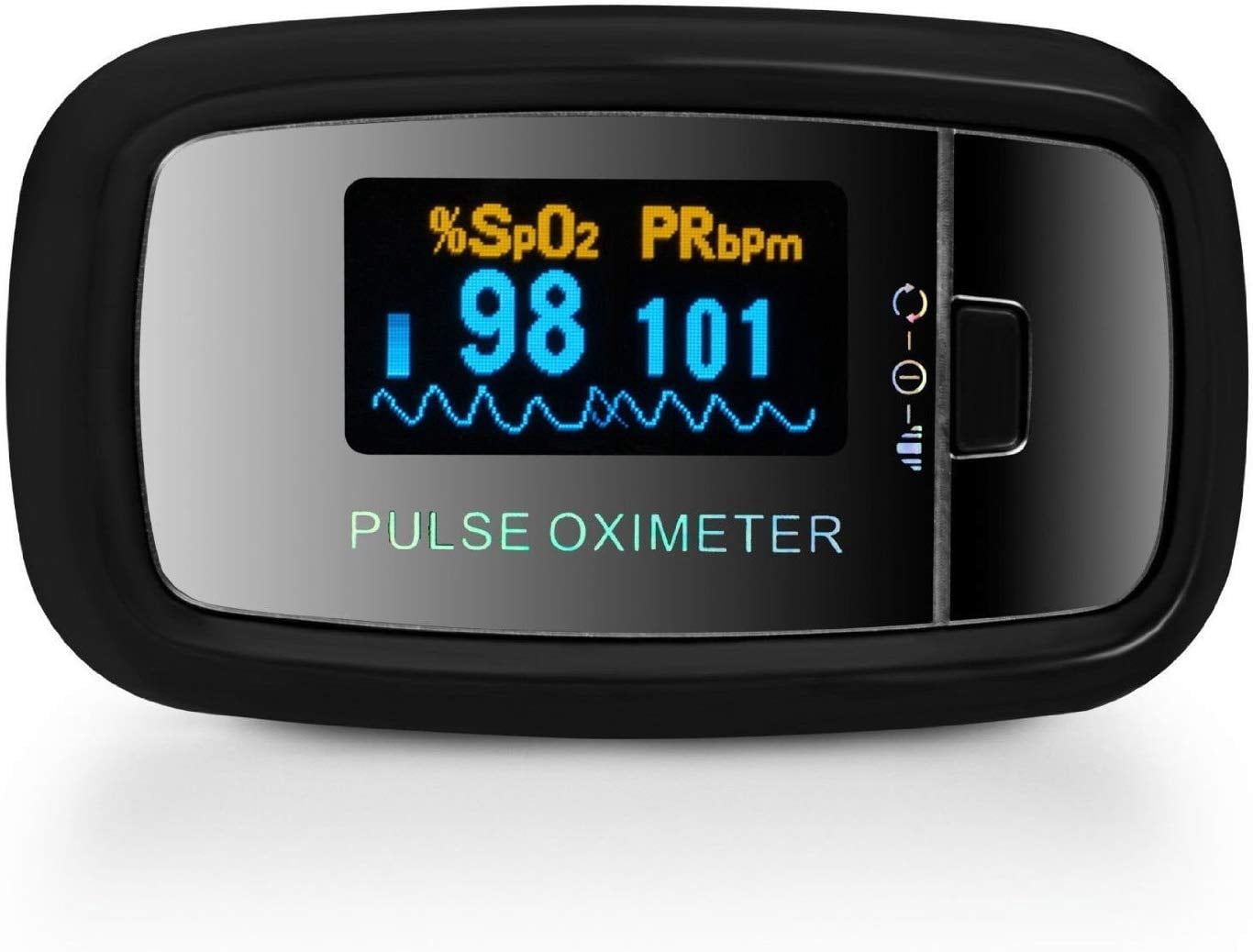 AccuMed CMS-50D1 Fingertip Pulse Oximeter Blood Oxygen Sensor SpO2 for Sports and Aviation. Portable and Lightweight with LED Display, 2 AAA Batteries, Lanyard and Travel Case (Black)