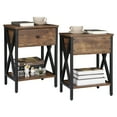 thumbnail image 6 of HomGarden Set of 2 Narrow End Table Industrial Sofa Side Table W/ Drawer, Retro Brown Finish, 6 of 11
