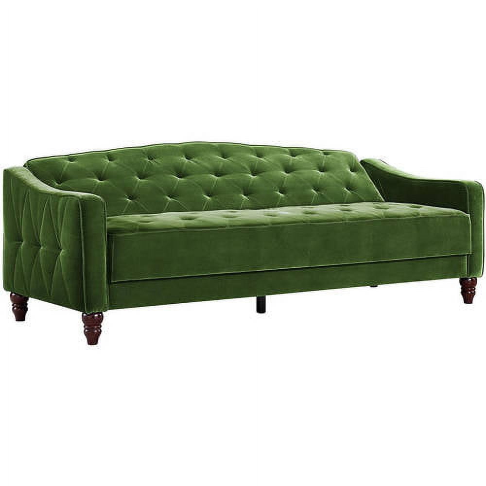 Novogratz Vintage Tufted Sofa Sleeper II, Green Velvet