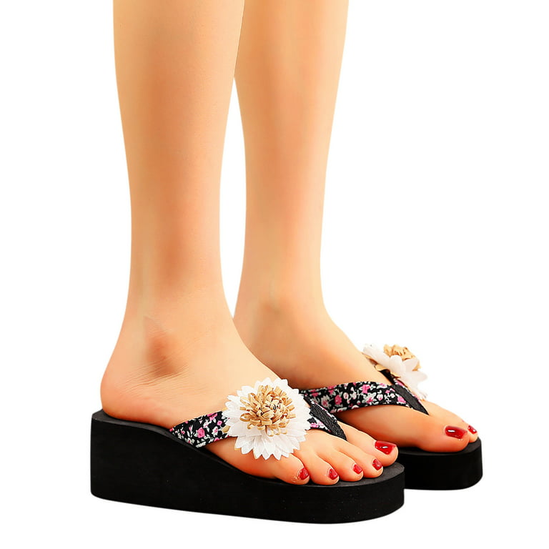Womens Sandals Size 10 Wide Width Women Floral Flip Flops Beach
