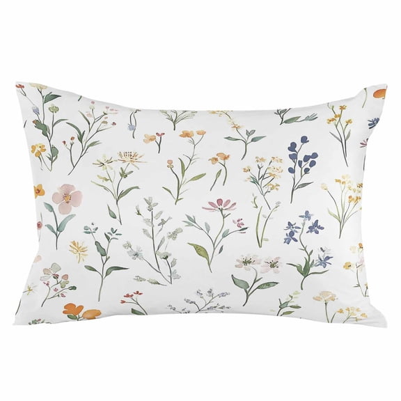 Rustic Wildflowers Throw Pillow Cover 12 x 20 Inch Decorative Pillow Cover Spring Pastoral Botanical Floral Lumbar Pillowcase Seasonal Rectangle Cushion Case for Couch Sofa Bed Living Room