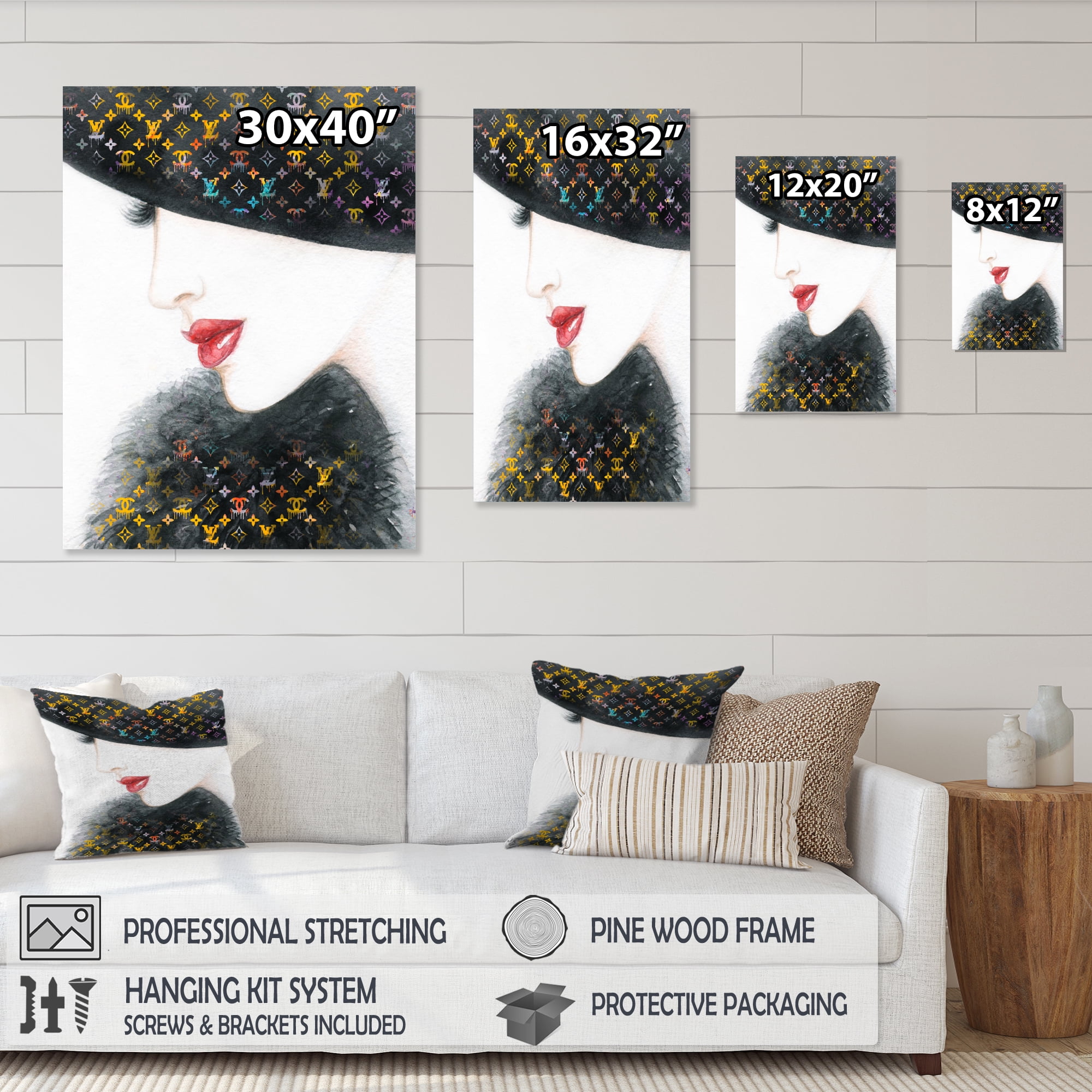 Designart Luxurious Female Portrait With Hat II Canvas Wall Art