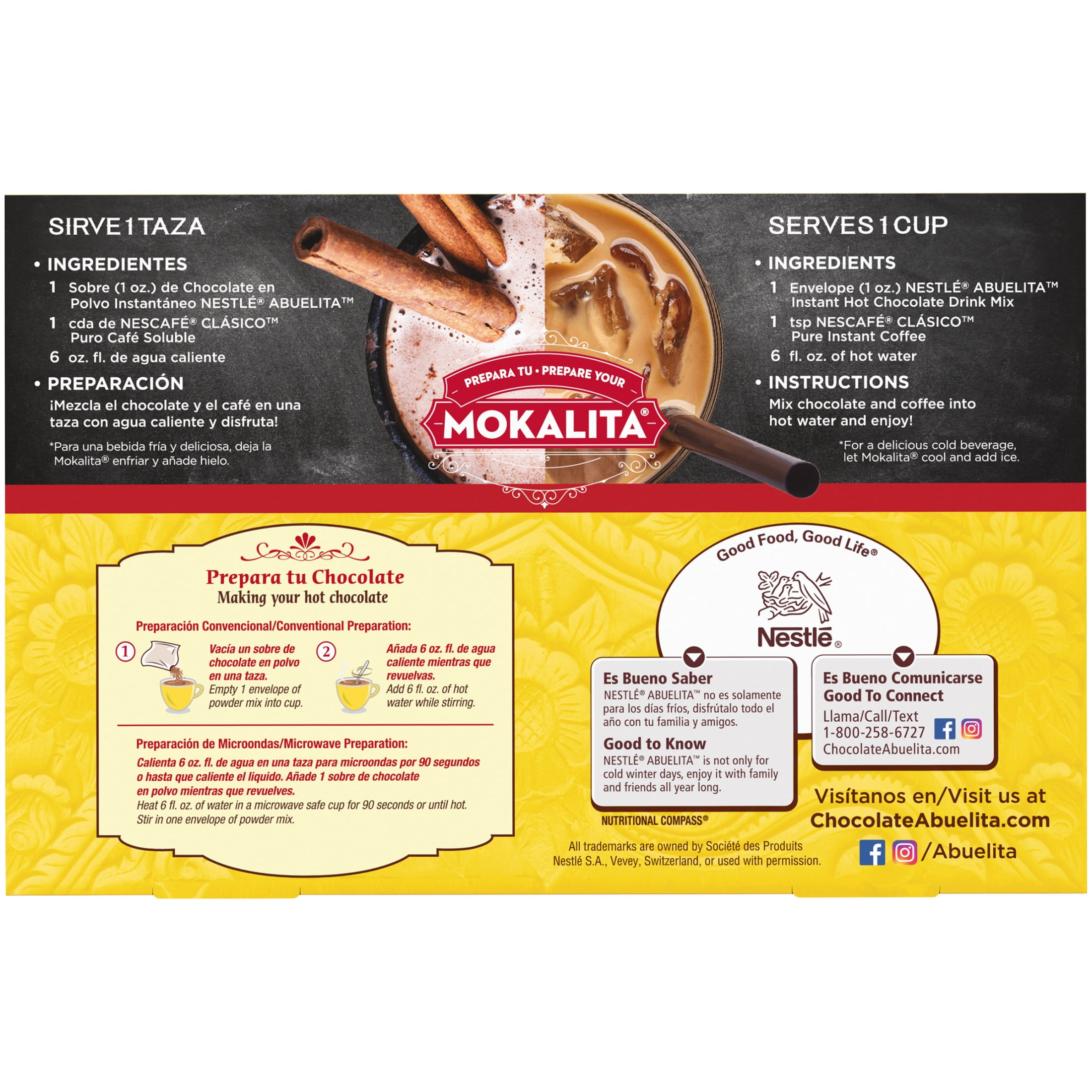 (12 pack) Nestle Abuelita Mexican Style Instant Hot Chocolate Cinco de Mayo Food Drink Mix, 8 oz, 8 Packets Per Box​