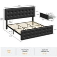 thumbnail image 3 of Danolapsi Upholstered Bed Frame with 4 Storage Drawers and Headboard,Faux Leather Platform Bed Frame,Button Tufted Design,Strong Wooden Slats Support,No Box Spring Needed, 3 of 9