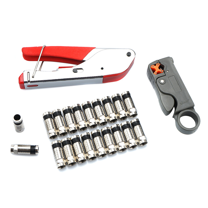 1 Set Coaxial Compression RG Connector Stripper Tool Kit RG6F Coax