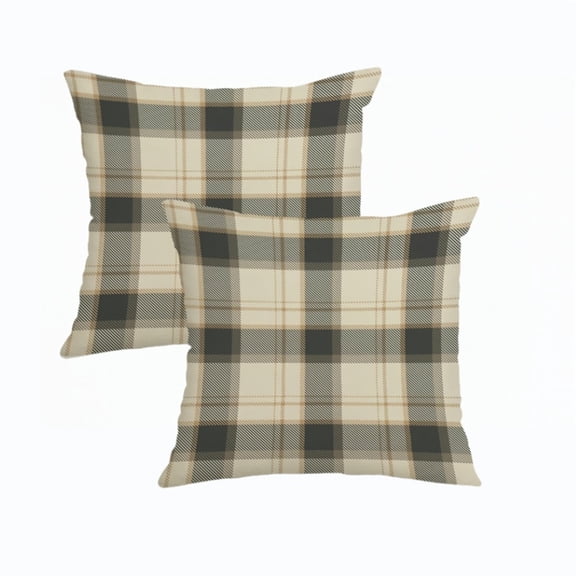 Traditional Plaid Pillow Covers Set of 2 Sage Green Grey Check Tartan Gingham Autumn Plaid Themed Decorative Throw Pillows Outdoor Pillowcases Square Farmhouse Cushion Thanksgving Home Decor