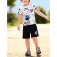 thumbnail image 2 of HWJAD Toddler Baby Boy Clothes Kids 2-7 Years Summer Outfits Cotton Crocodile Print Tees T-shirt + Shorts 2-Pieces Little Boys Astronaut Set, 2 of 11