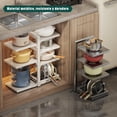 thumbnail image 2 of Organizador de Sartenes y Ollas Altura Ajustable Organizador de Tapas de Ollas Metal Porta Sartenes de Cocina Impermeable y Antioxidante Estante Soporte Separador Negro 6 niveles y 1 soporte de tapa, 2 of 14