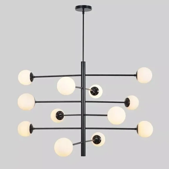 Stilnovo Style Twelve Globe Sputnik Brass Chandelier Pendant Light Fixture