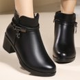 thumbnail image 2 of NOKIO Women's Dress B𝗈𝗈𝑡𝑠 Comfortable S𝗅ip On Walking Shoes Elegant So𝗅id Color Work B𝗈𝗈𝑡𝑠 with Metal Decor, Business Work Daliy Casual Shoes Fall Winter Short B𝗈𝗈𝑡𝑠, 2 of 5