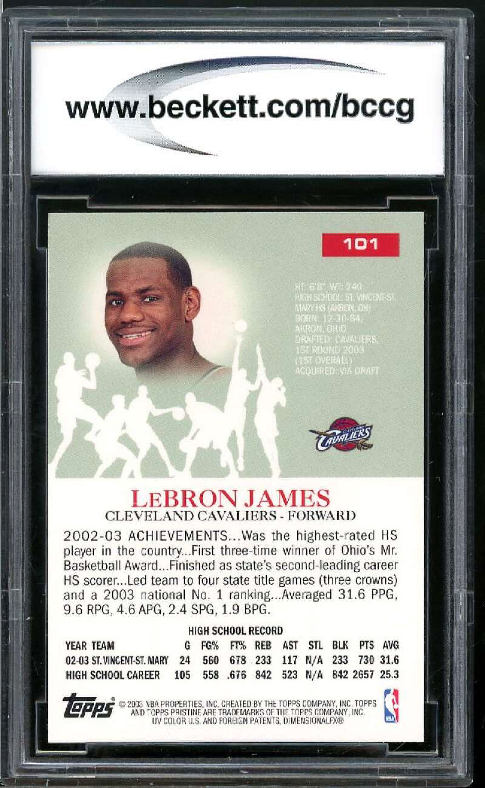 topps pristine lebron james rookie