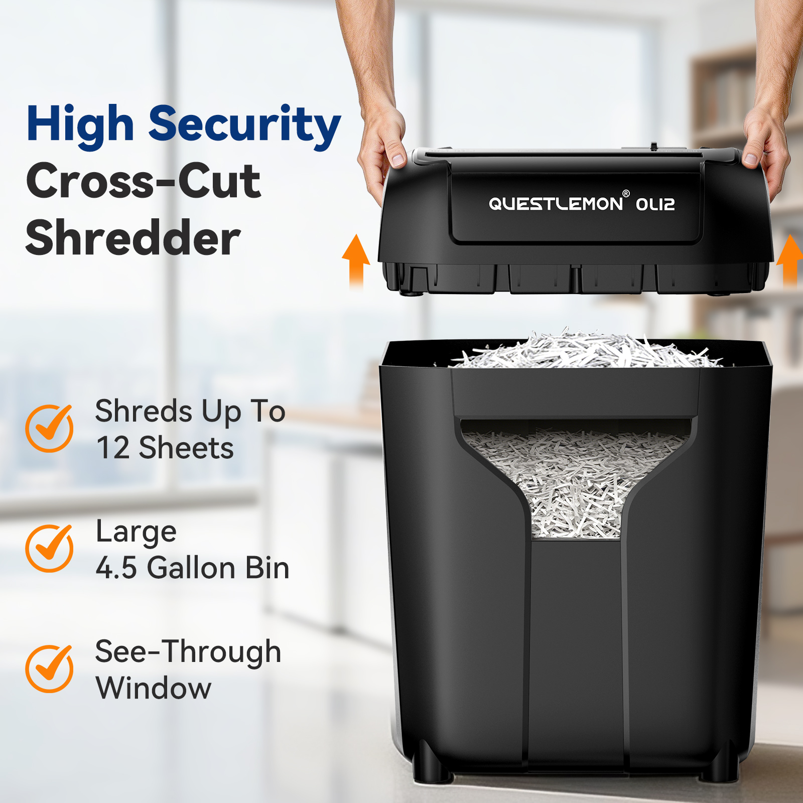 QUESTLEMON 12-Sheet Cross Cut Paper Shredder photo 8